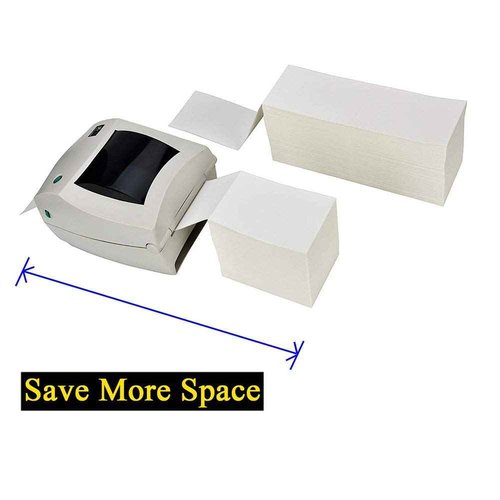 Fanfold 4 x 6 Direct Thermal Shipping Labels with Perforations, 2000 Labels, 1000 Labels/Stack, Permanent Adhesive, White Mailing Labels for Zebra Thermal Printer 2 Stacks