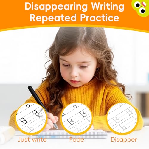 Magic Grooved Writing Practice, Large Grooved Handwriting Practice for Kids 5-7 8-10, Preschool Learning Activities, Tracing Books for Kids Ages 3-5, Preschool Workbook, Reusable Write Number Letter