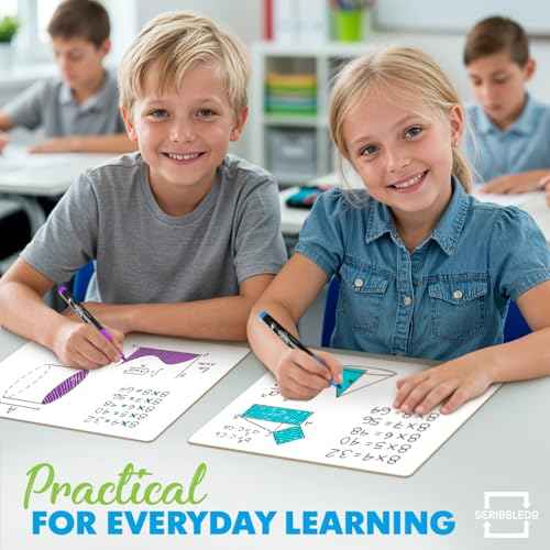 Scribbledo 6 Pack Small White Board Dry Erase Boards Classroom Pack Mini White Boards 9" x12¡± Personal Whiteboards for Students Teachers School Supplies Lapboards l 6 Mini Whiteboard Erasers Included