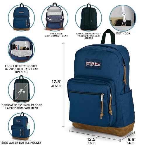 JanSport Right Pack Backpack - Durable Daypack with Padded 15" Laptop Sleeve, Spacious Main Compartment & Integrated Water Bottle Pocket - Hyped Hearts Green