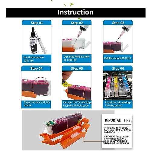 280 281 Empty Refillable Ink Cartridge Parts, Compatible for Canon Pixma TR8520 TR7520 TS6120 TS6220 TS6320 TS6300 TS6200 TS9521C Printer (280/281)