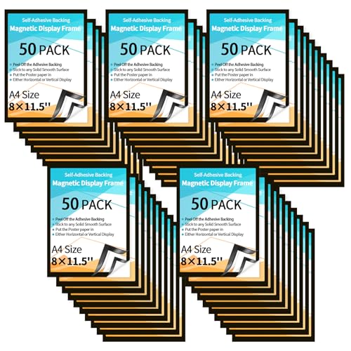 32 Pieces 8 x 11.5 Inch Magnetic Sign Holder Magnetic Display Frame Self Adhesive Display Frame Magnetic Double Sided Picture Frames A4 Notice Window Sign Holder for Refrigerator Office Door Glass