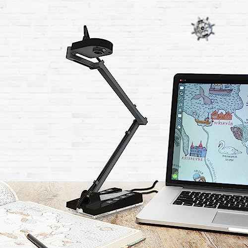 TreasLin Document Camera for Teachers HDMI USB-C 15MP HDIM Document Camera, Remote Learning Classroom Presentations Camera Art Classes Online Teaching with Multi Angle Rotation Adjustment LED Light
