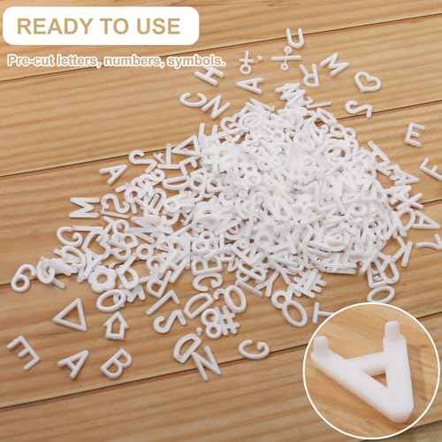 Letters for Letter Board Letters Only, 1 inch White Message Board Letters Felt Letter Board Sign Accessories (378 pcs), 1¡± Pre Cut Plastic Letterboard Letters Numbers Changeable Menu Board Replacement