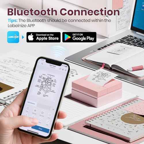 Sticker Printer, PM290C Thermal Mini Printer, Bluetooth Print Pod with 3 Rolls of Paper, Portable Print Pods for Phone & Tablet, Sticker Maker Machine for Notes, Photos, Journal, Rose
