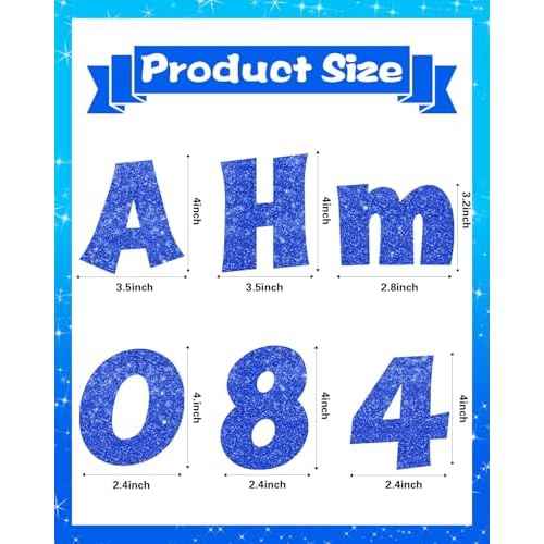 237 Pcs Glitter Bulletin Board Letters, Numbers and Punctuation, Poster Board Letters Alphabet Cut Out Cardboard Letters Accessories for Classroom Display Decorating Supplies 4inch (Blue)