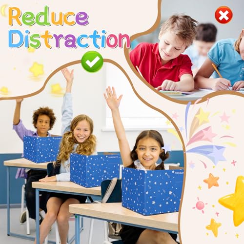 EARTHSON 22 Pack Desk Dividers for Students, Cardboard Privacy Folder for Students, Privacy Boards, Test Divider Classroom Study Carrel Teacher Supplies, Blue