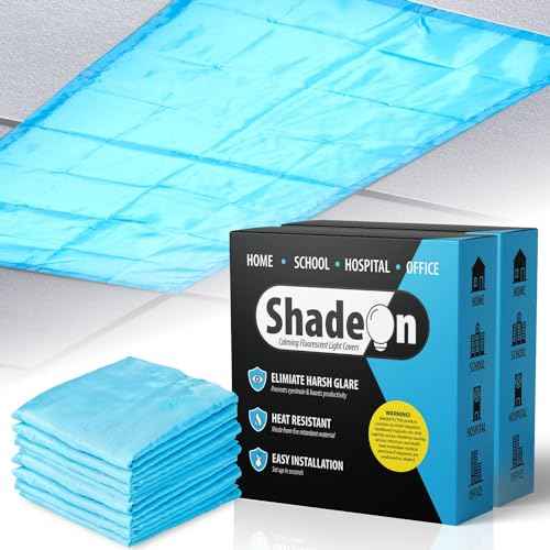 ShadeOn Fluorescent Light Covers for Ceiling Lights (8-Pack) - 2x4 ft Magnetic Light Covers for Ceiling Lights Classroom & Office - Tranquil Blue