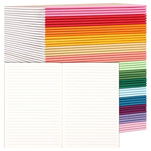 LABUK 60 Pack Notebooks Bulk, A5 Lined Journaling Notebooks Bulk, Rainbow Composition Notebooks Journals, 15 Colors 60 Pages for School Office