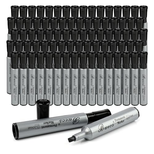 Permanent Markers, 80 Count Black Permanent Markers, Chisel tip, Waterproof &Fade Resistant, Quick Drying, Office Supplies for School, Office, Home