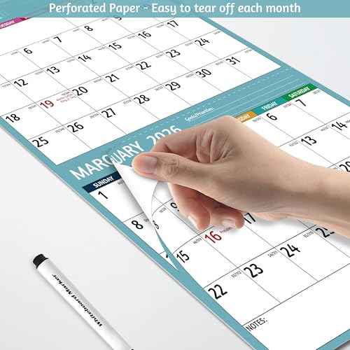 2026 Wall Calendar - 3 Month Calendar 2026 Vertical, Jan 2026 - Dec 2026, 3 Month Wall Calendar 2026, 11 x 26 In Open, 2026 Calendar with Large Print, Holidays, Thick Paper, Priorities £¦ Notes