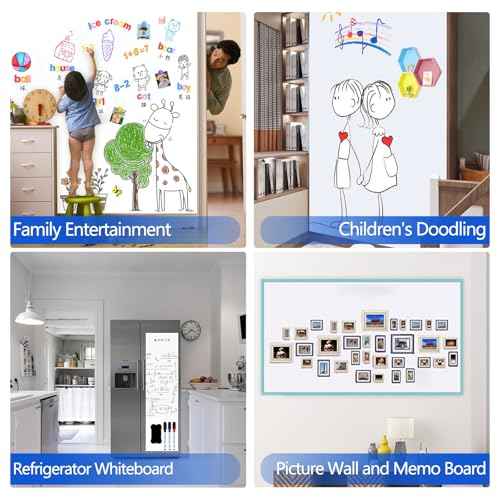 Magnetic Dry Erase Whiteboard Paper with Adhesive, 47" x 23" White Board Film for Wall, Easy to Write and Clean Dry Erase Board for Office, Classroom, Home, Include Marker, Magnetic Eraser and Magnets