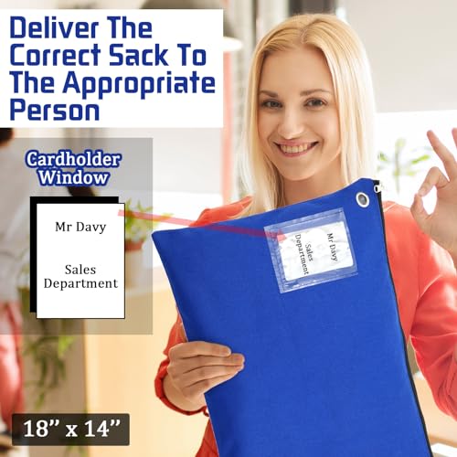 Humyoun Blue Canvas Mail Zipper Bags - 2 Pack, 18x14 Inches