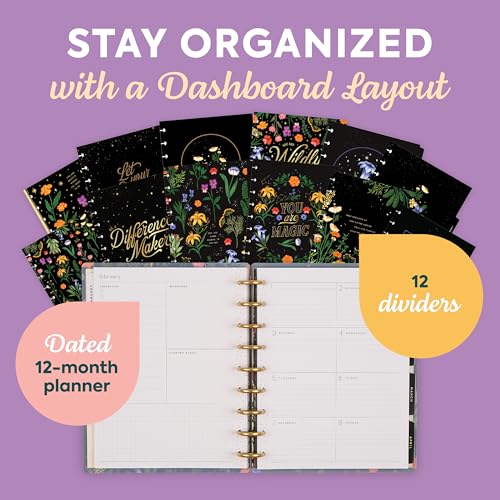 Happy Planner Disc-Bound Planner Jan.?Dec. 2026, Includes 3 Extra Months and 2 Sticker Sheets, Classic Size, 7" x 9.25", Dashboard Layout, Grounded Magic
