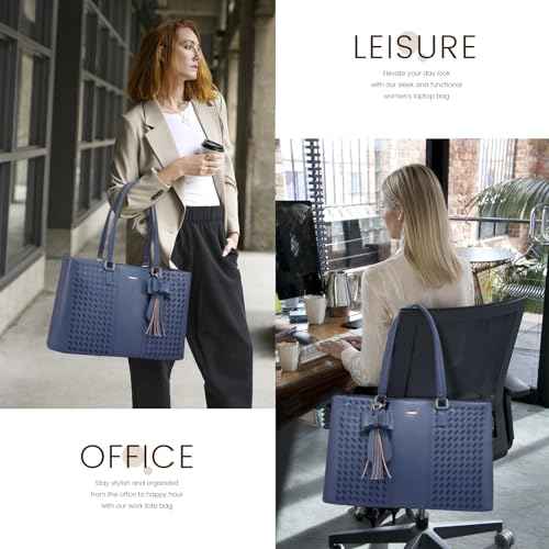 LOVEVOOK Laptop Tote Bag for Women 15.6 Inch Waterproof PU Leather Computer Bags for Business Office Work Briefcase