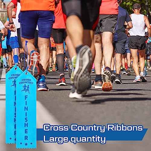 Preboun Award Ribbons Cross Country Finisher Ribbons with Event Card and Rope Field Day for Competition Sports School Contests Team Prizes Office, Blue