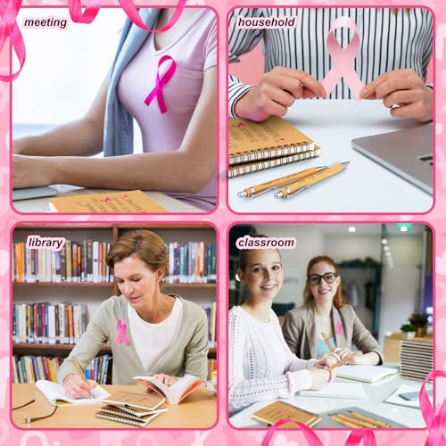 Yeaqee 50 Set Breast Cancer Awareness Gifts Mini Inspirational Notebooks with Pens Small Motivational Notepads Bulk Pink Ribbon Pocket Notepads Awareness Month Appreciation Gifts for Women Girls