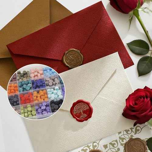 xxxHOLIC Sealing Wax, 24 Colors 360 Pcs Starter Set with Melting Spoon & 10 Tea Lights, Wax for Stamp Seals, Invitations, Journal, DIY Gift for Stationery Lovers (Simple kit, 360)