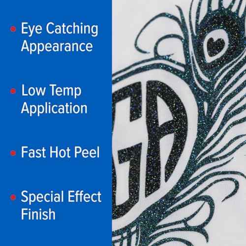 Stahls' HTV Heat Transfer Vinyl CAD-Cut Glitter Flake for Cotton, Polyester, Tri-Blends Lab-Tested for 50+ Washes, Compatible with All Cutters. Easy to Cut & Weed, Iron on Vinyl (Periwinkle)