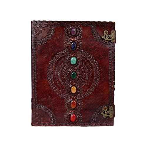 Leather Journal Book Seven Chakra Medieval Stone Embossed Handmade Book of Shadows Notebook Office Diary College Book Poetry Book Sketch Book 10 x 13 inches