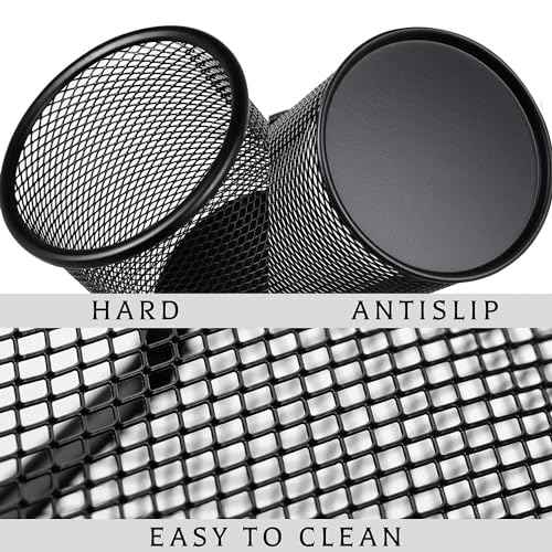 Pen Holder Pencil Holder Mesh Metal Pen Cup Holder Pencil Cup Holder for Desk Office Home Pen Organizer Black, 6 Pack