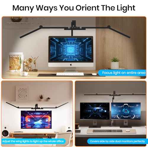 Ultra Bright Architect Desk Lamp with Clamp,Transformable LED Desks Lamp for Home Office,Tall Overhead Led Desk Light[41" Long Dimmable Light Bar],24W Auto Dimmable Desks Lights for Drawing Hobby Use