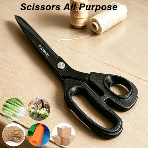 10-Inch Heavy Duty All-Purpose Scissors Black - Ergonomic Office & Craft Cutting Tool
