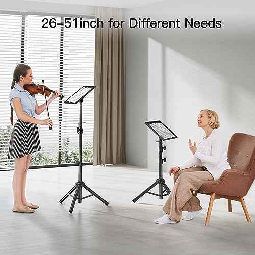 AMADA HOMEFURNISHING Height Adjustable Projector Tripod Stand for 26 to 51 in, Foldable Laptop Tripod Stand, Portable Outdoor Projector Stand for Laptop, Projector, DJ, or Sheet Music-AMPS02