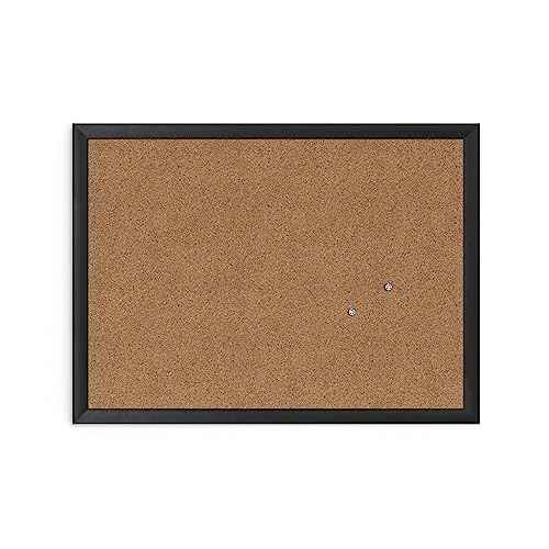 U Brands Cork Bulletin Board, 17" x 23", Black Wood Frame