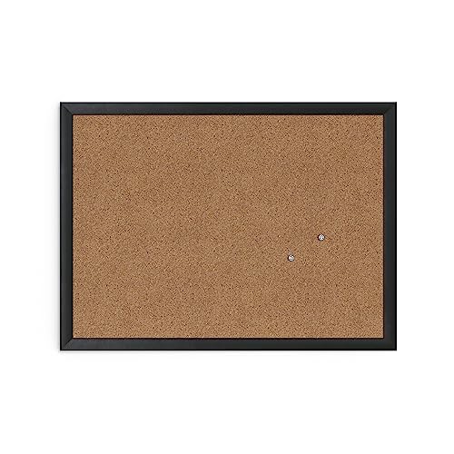 U Brands 17" x 23" Cork Bulletin Board with Black Wood Frame - Modern Office & Home Decor