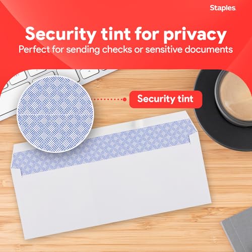 Staples #10 QuickStrip EasyClose Security Envelopes 500 Pack, White