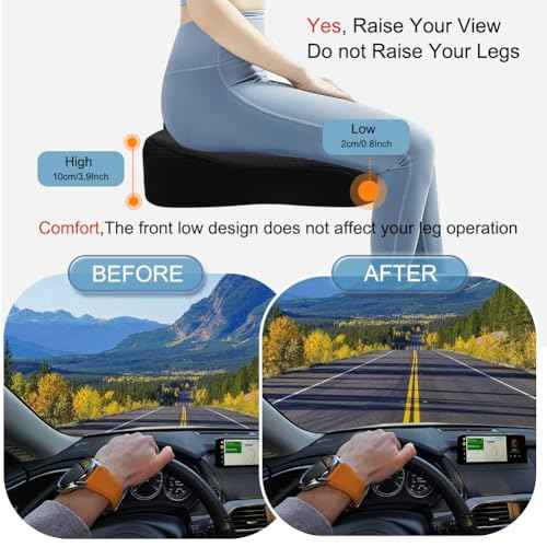 Adult Car Booster Seat for Driver, Driving Seat Cushion,Comfort Memory Foam Car Seat Cushion for Height, Seat Cushion for Car,Office Chair and Home Chair (Black B)