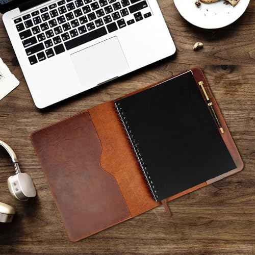 Heavy Duty Full Grain Leather Journal Cover (8.5 x 11 in.), Refillable Cahier XXL, Refillable Spiral Notebook (8.5 x 11 in.), Handmade Leather Journal Cover - Brown