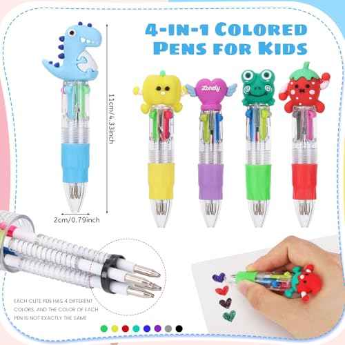 BESARME 48 Packs Multicolor Pen in One, 4-in-1 Fun Pens Stocking Stuffers for Kids Ballpoint Pens Bulk Gifts Party Favors Goodie Bags Stuffers for Kids