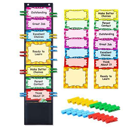 Student Behavior Clip Chart for Classroom Management Kids Reward Pocket Chart Behavior Bulletin Board Teacher Supplies for Preschool Kindergarten Daycare Homeschool