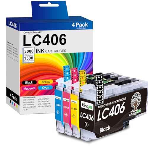 LC406 Ink Cartridges Replacement for Brother LC406 Ink Cartridges LC406XL LC 406 XL Compatible with Brother MFC-J4335DW MFC-J4345DW MFC-J4535DW MFC-J5855DW Printer,4 Pack
