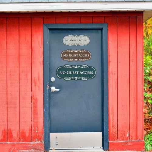 All Quality Designer No Guest Access Wall or Door Sign - Black/Gold - Medium (5 Pack)