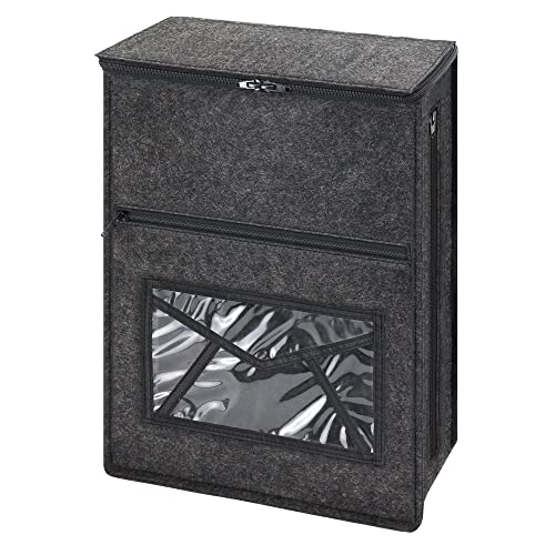 Annmore Grey Indoor Mail Slot Catcher Basket for Garage - Large Felt Organizer