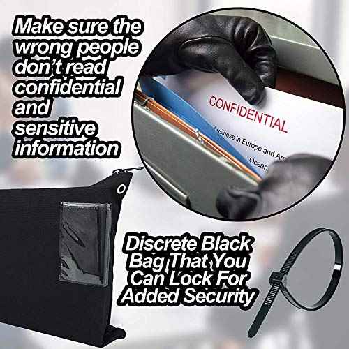 Interoffice Mailer Transit Sack ? Extra Strong Zipper - Extra Large & Durable ? Black Canvas Zipper Bank Bag with ID Window (18" x 14", 1 Bag)