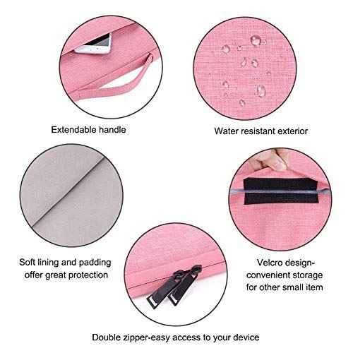 iCasso Case Compatible with MacBook Air 13 inch Case 2010-2017 Release Model A1369/A1466 Bundle Set, Plastic Hard Case Shell, Sleeve Bag, Screen Protector, Keyboard Cover and Dust Plug - Pink