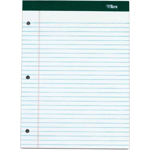 TOPS 63437 Double Docket Ruled Pads, 8 1/2 x 11 3/4, White, 100 Sheets (Pack of 6 Pads)