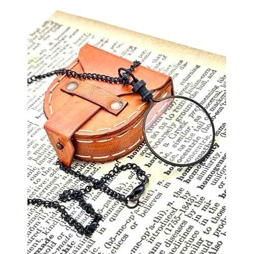 Monocle Pocket Monocle Brass Magnifying Glass Vintage magnifiers Retro Steampunk Magnifier with Leather Box Loupe Magnifier Reading Art Craft Gift Collectible Keepsake Stock Filler