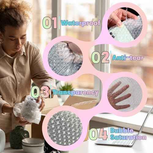 50-Pack 4"x6"Clear Bubble Out Bags for Packing & Shipping ? Double-Wall Bubble Cushioning Pouch for Moving & Fragile small Items Storage