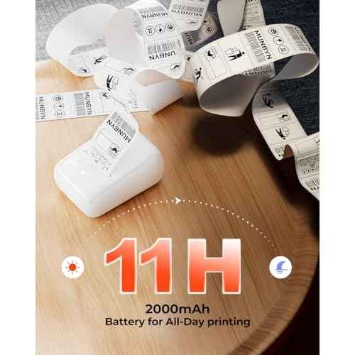 MUNBYN FM226 Label Maker with Tape, Bluetooth Inkless Portable Thermal Sticker Machine,for 0.78-2inch Labels, for Small Businesses, Office Supplies, Address, Clothing, 11H Working Time,White
