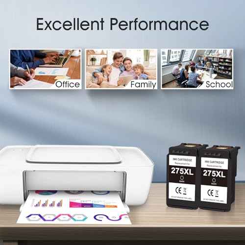 PG-275 Black Ink Cartridge Combo Pack Replacement for Canon 275 275 XL PG-275 275XL High Yield Black Ink for PIXMA TS3520 TS3522 TS3500 TR4700 TR4720 TR4722 Printer (2 Pack)