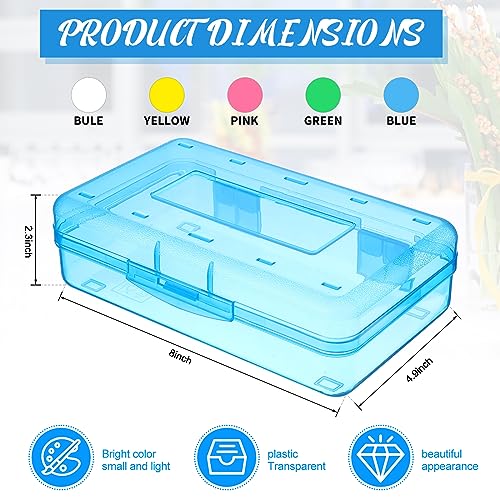 15 Pcs Clear Pencil Box Bulk Plastic Large Capacity Pencil Boxes Hard Pencil Case Organizer with Snap Tight Lid for Kids Boys Girls Multi Purpose School Classroom Home Office Supplies, 5 Colors
