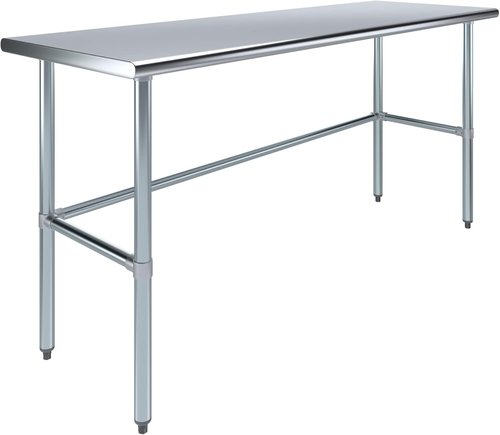 NSF Certified Stainless Steel Work Table | 60" x 24" Open Base Utility Table with Galvanized Legs for Kitchens & Labs