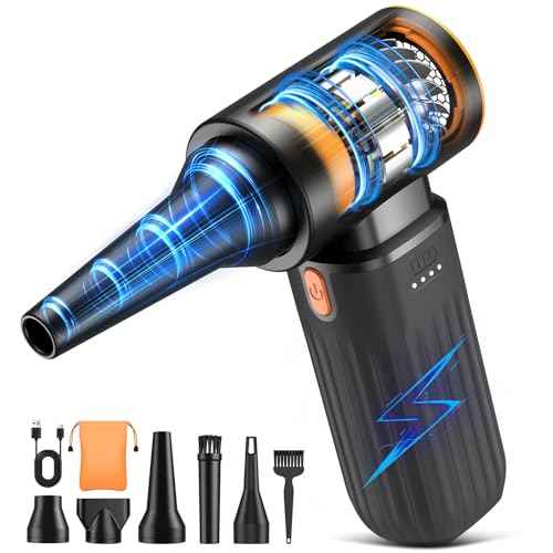 Compressed Air Duster, 260000RPM Cordless Electric Air Blower with Brushless Motor, 3-Speed Adjustable & Rechargeable ? Powerful Dust Cleaner for Keyboard, Computer, Car, Outdoor, Air Bed