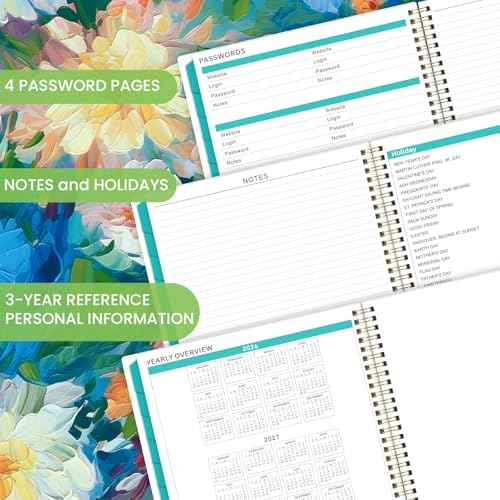 2026 Monthly Planner - 2026 Planner, Jan. 2026 - Dec. 2026, Monthly Planner 2026, 9" x 11", 2026 Calendar Planner with Twin-wire Binding + Green Tabs + Back Pocket - Floral