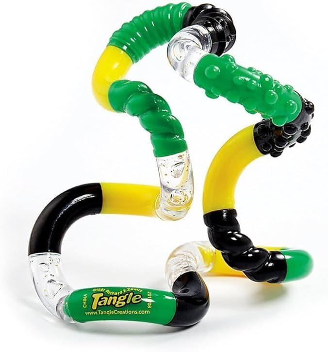 Tangle® Fidget Sensory Stress Relief Toys - Pack of 4 Textured Twisters & Brain Teaser Blocks